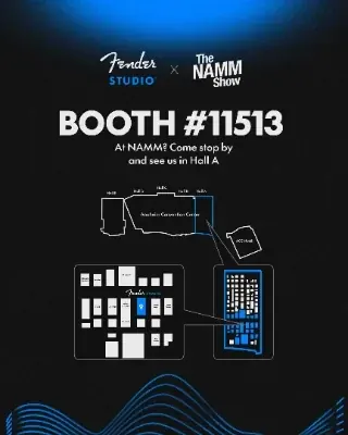 Fender Studio NAMM pre-show social graphic