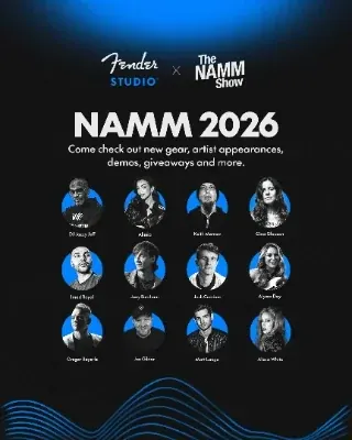 Fender Studio NAMM pre-show social graphic