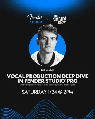 Fender Studio NAMM show-day social graphic