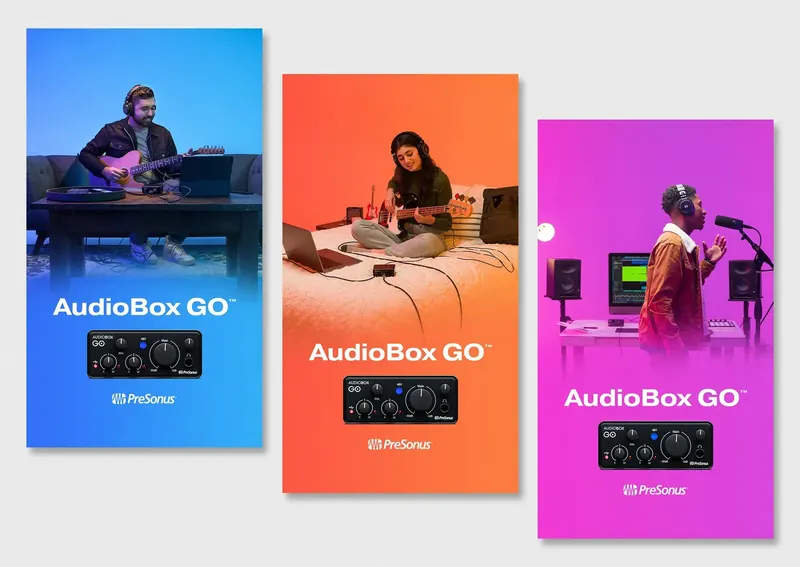 PreSonus AudioBox GO social graphic set with product and typography