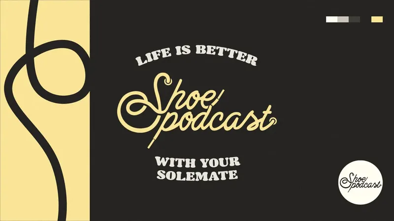 Shoe podcast brand identity card with logo and type system