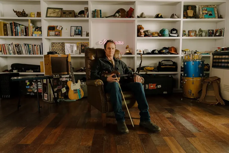Louisiana fiddler Louis Michot recording with a PreSonus Quantum interface